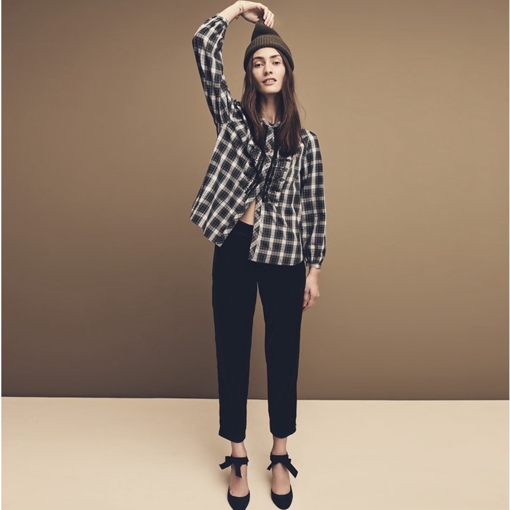 J CREW | Avery Black Watch Tartan Plaid Ankle-Tie Glitter Heels - Picture 14 of 14